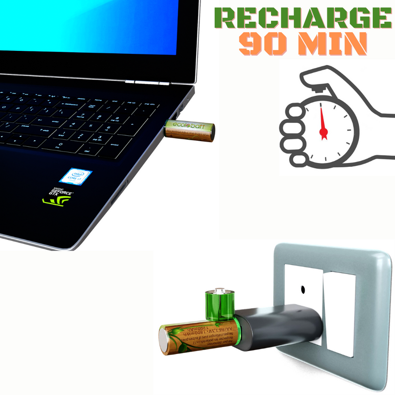 PILES AA 1,5V RECHARGEABLE via port USB => PLUS BESOIN DE CHARGEUR